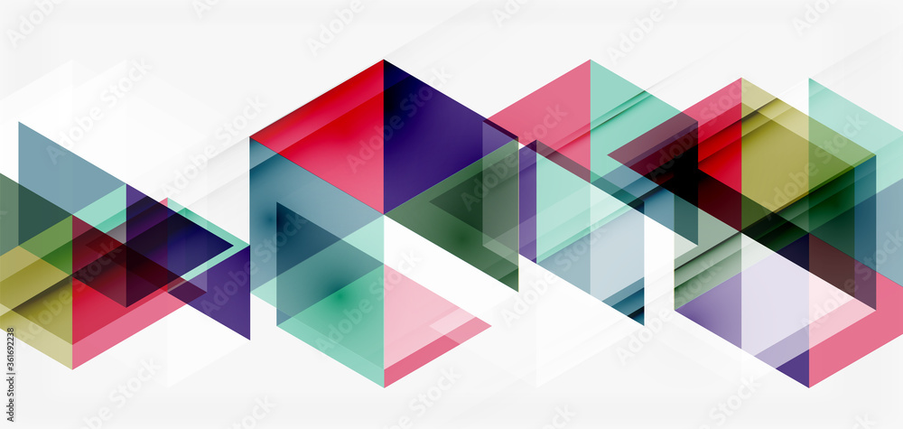 Geometric abstract background, mosaic triangle and hexagon shapes. Trendy abstract layout template for business or technology presentation, internet poster or web brochure cover, wallpaper Geometric abstract background, mosaic triangle and hexagon shapes. Trendy abstract layout template for business or technology presentation, internet poster or web brochure cover, wallpaper