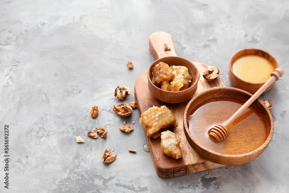 Composition with sweet honey on table Composition with sweet honey on table