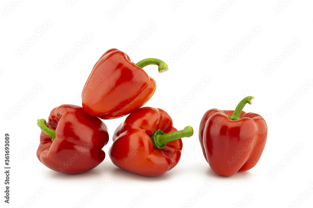 Red bell peppers on white background Red bell peppers on white background