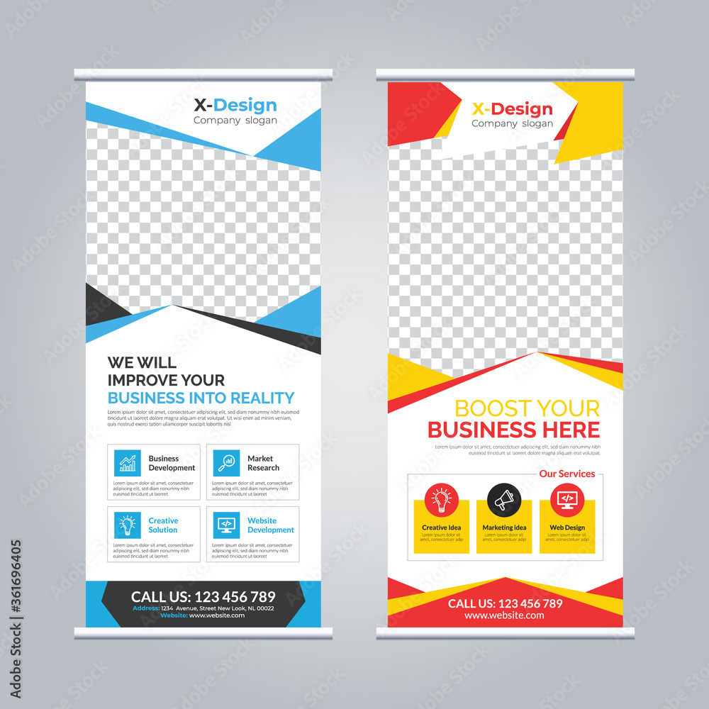Modern and corporate business roll up banner  stand design template
