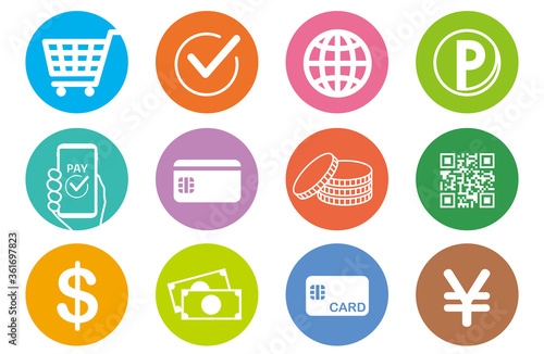 cashless and money vector icons set