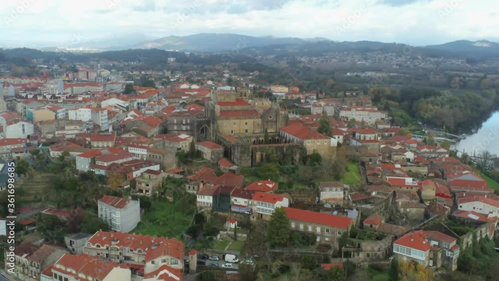 Aerial view of Tui, village of Galicia in Spain. Drone Footage Aerial view of Tui, village of Galicia in Spain. Drone Footage
