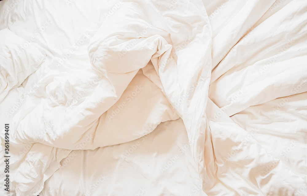 White Bed clothing In Mess High-Res .messy white blanket untidy, unmade bed sheet after waking up in the morning texture. White Bed clothing In Mess High-Res .messy white blanket untidy, unmade bed sheet after waking up in the morning texture.
