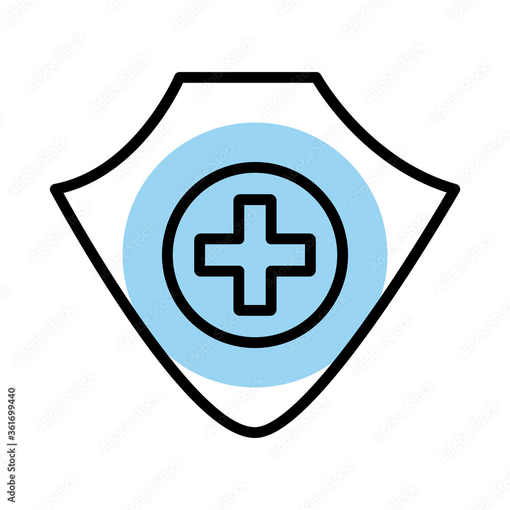 medical cross in shield symbol line style medical cross in shield symbol line style