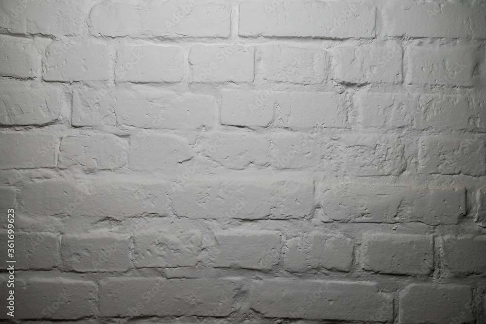 Fototapeta premium White brick wall, painted brick texture