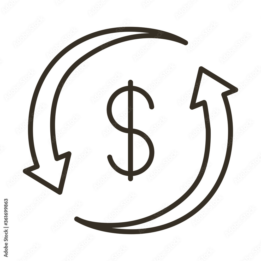 dollar symbol with arrows around line style icon dollar symbol with arrows around line style icon