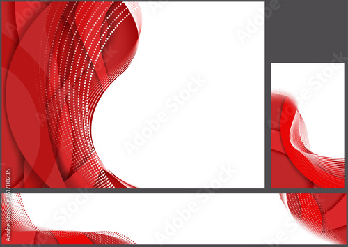 Abstract Red Wavy Stripes Background Set - Set of Three Designs for Backgroun...