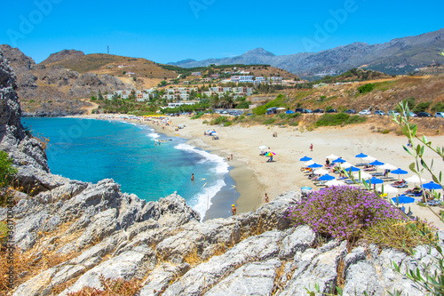 Amazing Ammoudi, Ammoudaki, Damnoni beaches in Crete island, Greece near famous resort of Plakias