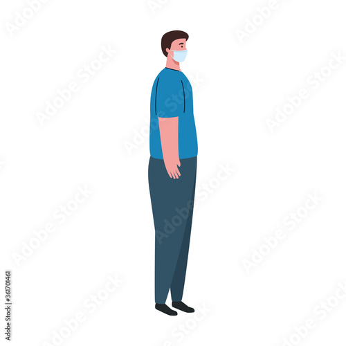 man wearing protective medical mask against covid 19 vector illustration design