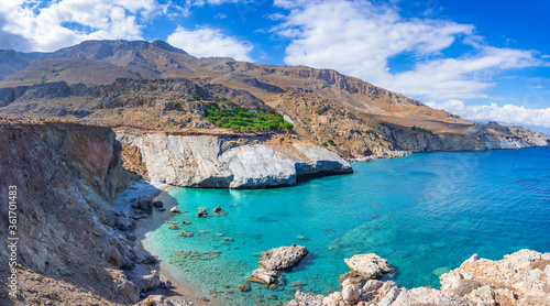 Obraz na płótnie Remote beach of Agios Nikitas at the south of Heraklion, Crete, Greece. w salonie