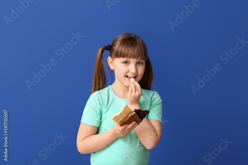 Cute funny girl with chocol...