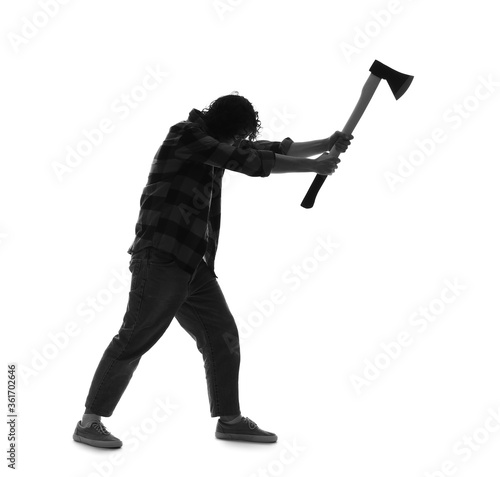 Silhouette of maniac with a...