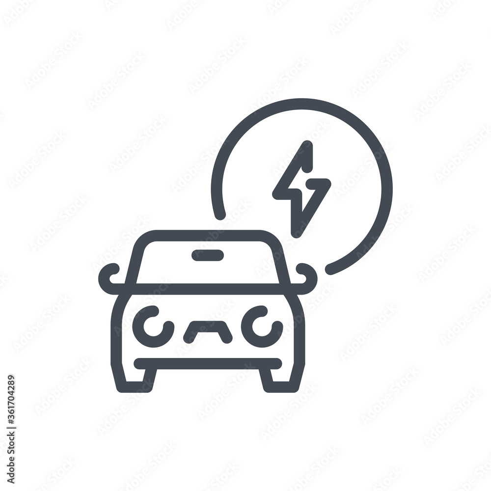 Electric Vehicle line icon. Car Charging Station vector outline sign. Electric Vehicle line icon. Car Charging Station vector outline sign.