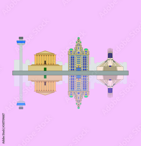 liverpool city skyline in england