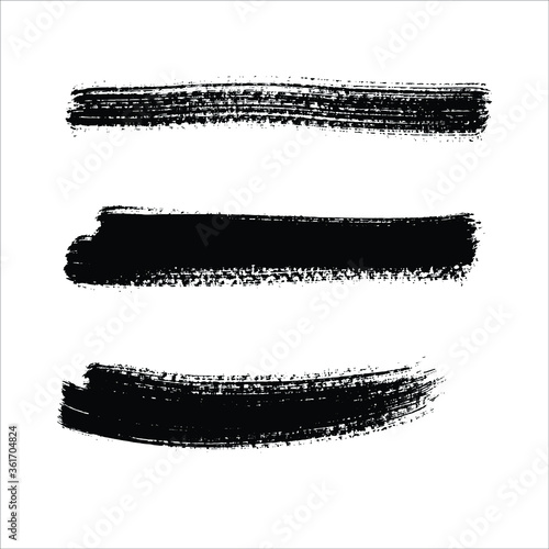black ink set of grunge strokes