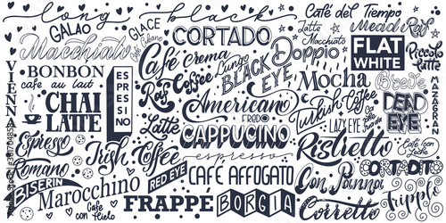 Coffee lettering. Design for print, poster, invitation, t-shirt and badges. Vector illustration