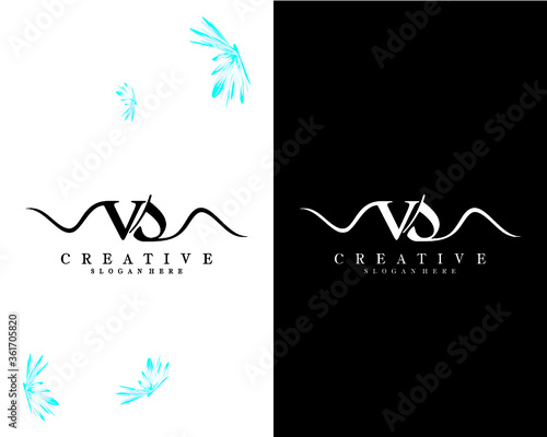 vs, sv letters creative handwriting  Logo design Template Vector