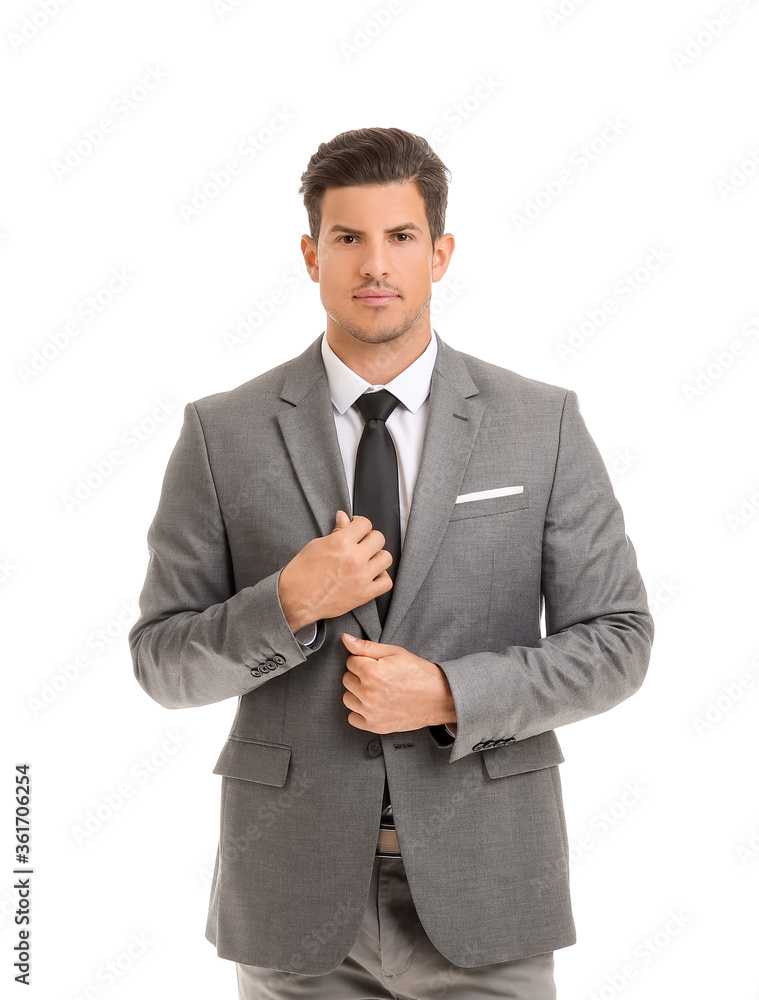 Young businessman in stylish suit on white background Young businessman in stylish suit on white background