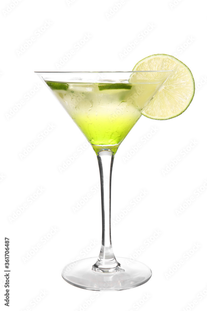 Glass of tasty martini cocktail on white background Glass of tasty martini cocktail on white background