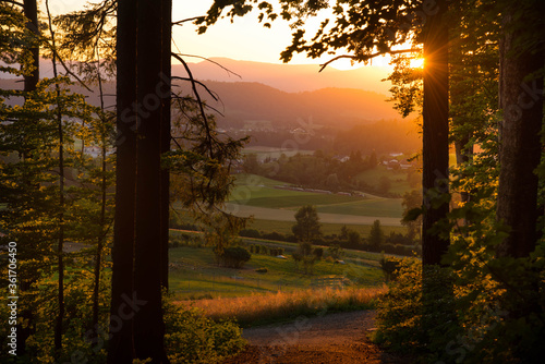 Sonnenuntergang am Eichberg im Aargau in der Schweiz photo