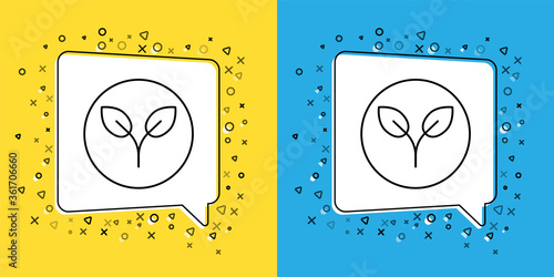 Set line Bio fuel icon isolated on yellow and blue background. Eco bio. Green environment and recycle.  Vector Illustration