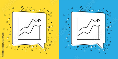 Set line Oil price increase icon isolated on yellow and blue background. Oil industry crisis concept.  Vector Illustration