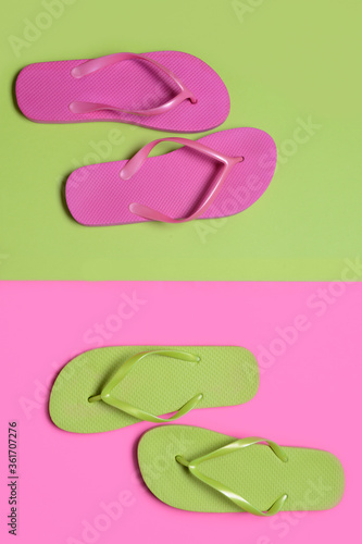 Vibrant pink and green flip...