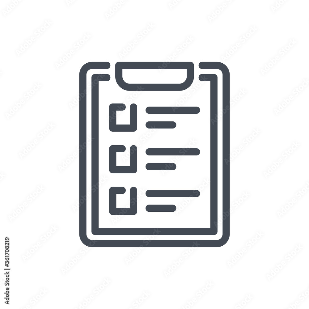 Check List and Clipboard line icon. Examination vector outline sign. Check List and Clipboard line icon. Examination vector outline sign.