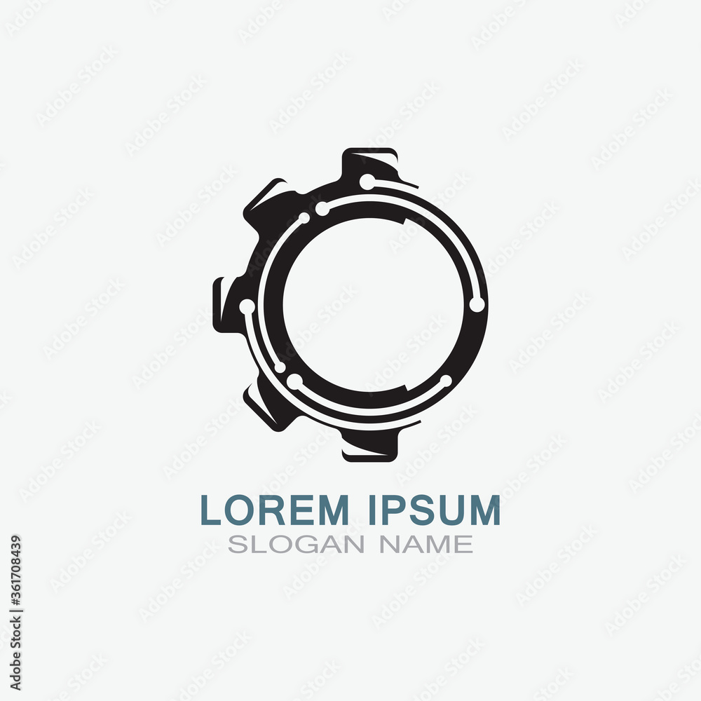 Gear with Circuit vector template logo simple for business technology design Gear with Circuit vector template logo simple for business technology design
