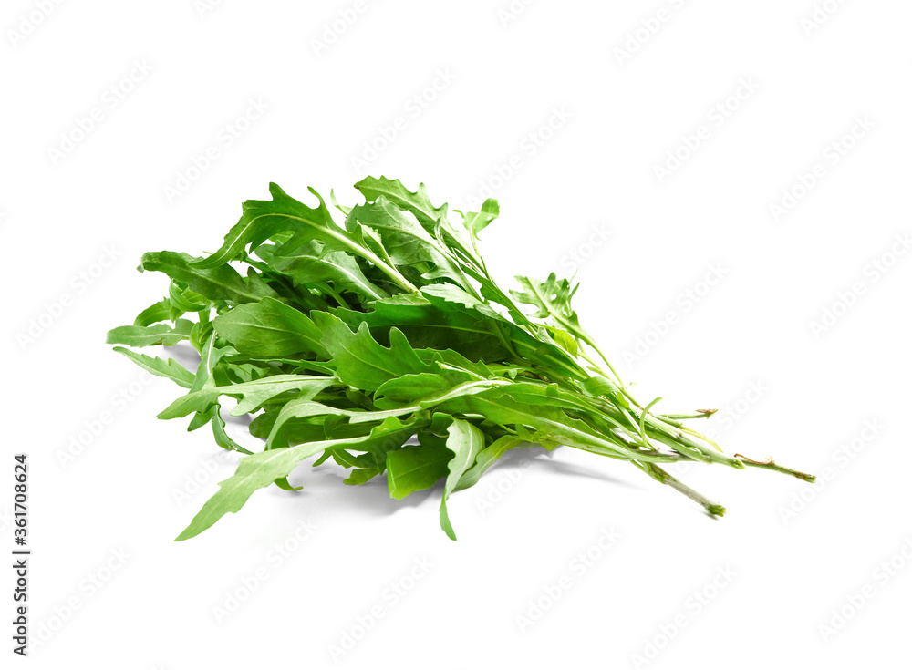 Fresh arugula on white background Fresh arugula on white background