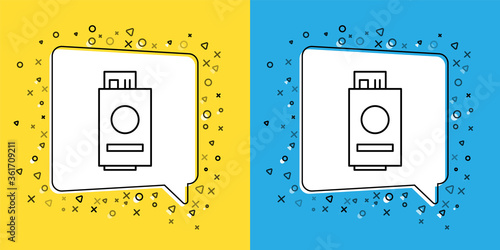 Set line Passport with ticket icon isolated on yellow and blue background. Identification Document. Concept travel and tourism.  Vector Illustration