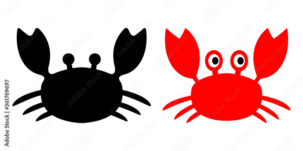 蟹カニのかわいいキャラクターのベクターアイコンイラスト赤色白黒素材 Stock Vector Adobe Stock