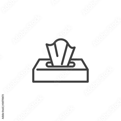 Paper napkins box line icon. linear style sign for mobile concept and web design. Tissue box outline vector icon. Symbol  logo illustration. Vector graphics