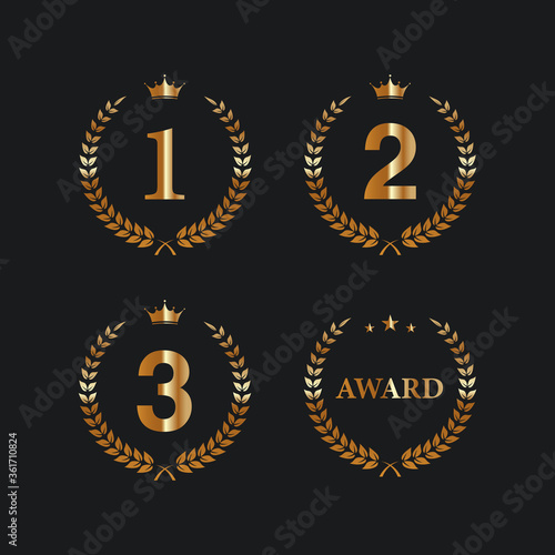 Award golden label of First, second and third winner.