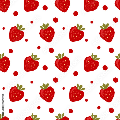 Seamless pattern of abstract strawberry. Paper cut modern contemporary style. Vector