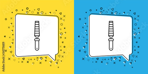 Set line Chisel tool for wood icon isolated on yellow and blue background.  Vector Illustration