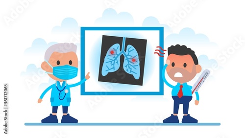 Patient with lung disease visits a doctor.
