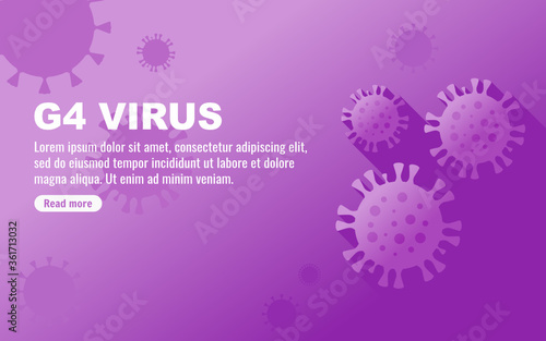 G4 Virus New Swine Flu with Pandemic Potential Banner, Infographic and Social Media Post or StoryTemplate with Text Space. Vector Illustration of a G4 Virus. Can be used for digital & print