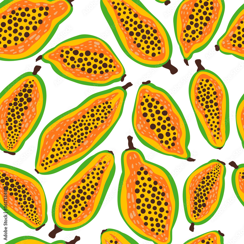 Exotic fruit pattern. Vector seamless background made in funny doodle style. Clipart food elements. Hand painted elements. Exotic fruit pattern. Vector seamless background made in funny doodle style. Clipart food elements. Hand painted elements.