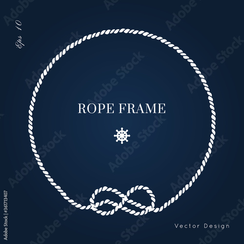 Nautical vector frame. Rope knot border design