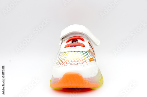 Pair of small Boys shoes isolated on a white background, Shoe on a white background photo