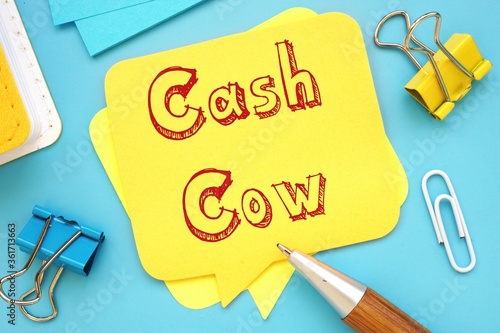 Fotografie Financial concept about Cash Cow with sign on the sheet.
