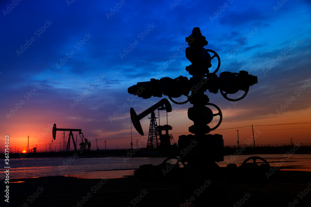 Obraz premium Oil pumps. Oil industry equipment.