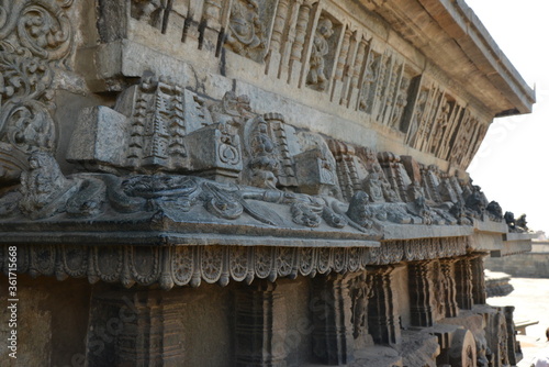 Sculptures and friezes on the walls of The Chennakeshava Temple or Vijayanarayana Temple of Belur, is a 12th-century Hindu temple in the Hassan district of Karnataka state, India. 