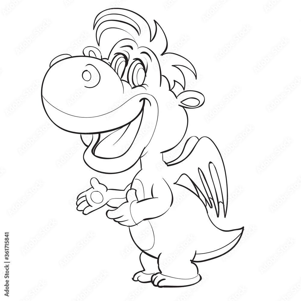 sketch of a cute dragon with small wings, coloring book, cartoon illustration, isolated object on a white background, vector illustration, sketch of a cute dragon with small wings, coloring book, cartoon illustration, isolated object on a white background, vector illustration,