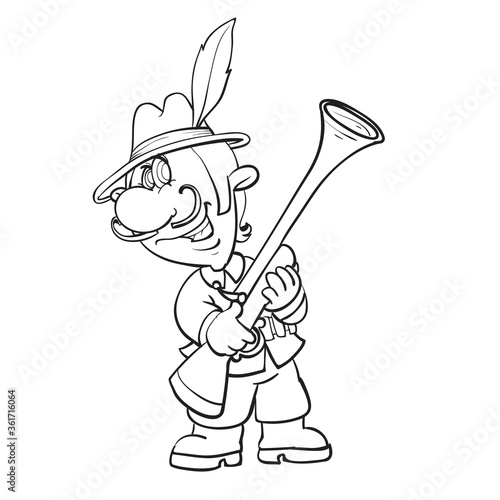 sketch of a man with a gun, Sagittarius horoscope, coloring book, cartoon illustration, isolated object on a white background, vector illustration,