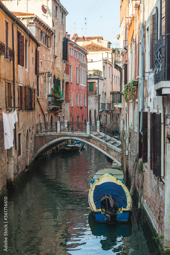Boats in one of the canals of Venice