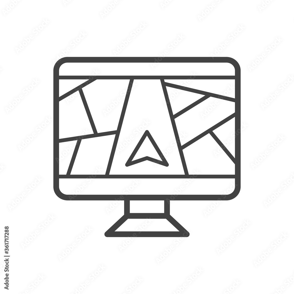 Navigation outline icon. Navigation on screen computer. Vector illustration. Navigation outline icon. Navigation on screen computer. Vector illustration.