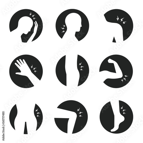 human body pain icon set