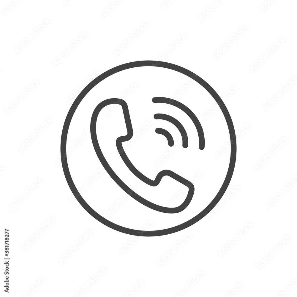 Phone Thin Line Icon. Phone Icon in circle. Vector Illustration. Phone Thin Line Icon. Phone Icon in circle. Vector Illustration.